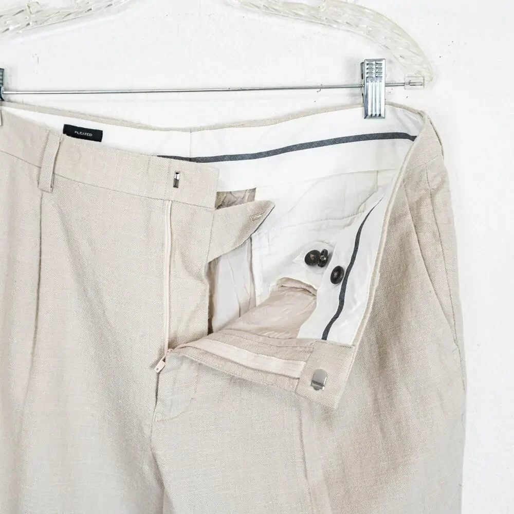 J.Crew Ludlow Slim Pleated Suit Pant Italian Wool Linen Silk 34